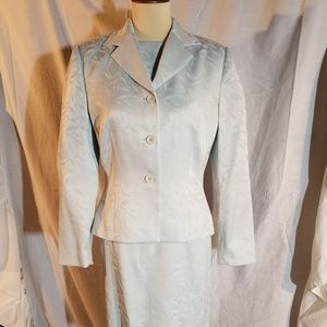 Donna Grey Pale Blue Jacquard Summer Suit
